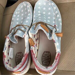 Hey Dude Men’s Star-Patterned Shoes - Blue and Red